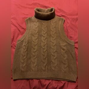 GAP Brown Cable Knit Turtleneck Sweater Vest